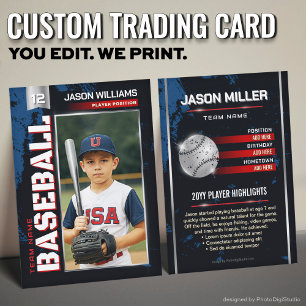 Contato Cartão de Troca de Beisebol Personalizado, Jogador