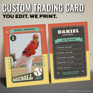 Contato Cartão de Troca de Beisebol Personalizado, Jogador
