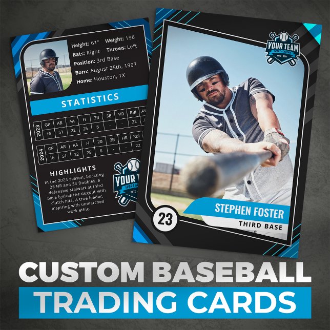 Contato Cartão de Troca de Beisebol Pro Azul e Preto (Criador carregado)