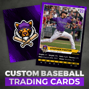 Contato Cartão de Troca de Beisebol Roxo Foto Logotipo de