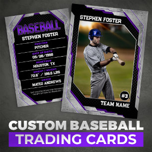 Contato Cartão de Troca de Beisebol Roxo Personalizado Bas
