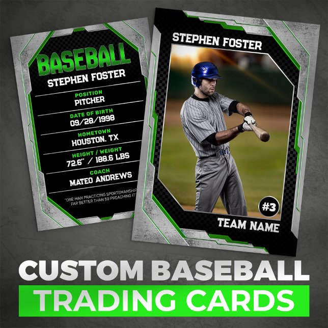 Contato Cartão de Troca de Beisebol Verde Personalizado Jo (Criador carregado)