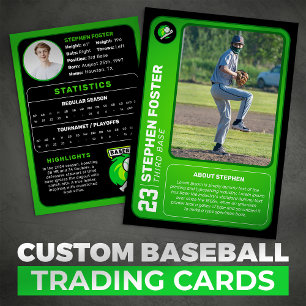 Contato Cartão de Troca de Beisebol Verde Presente Jogador