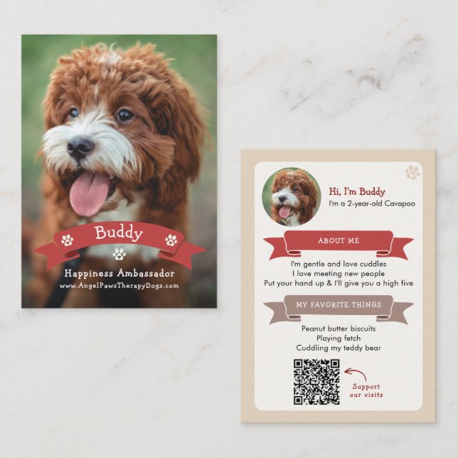 Contato Cartão de Troca de Foto de Pet com Código QR de An (Frente/Verso)