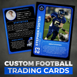 Contato Cartão de Troca de Futebol Azul Personalizado com