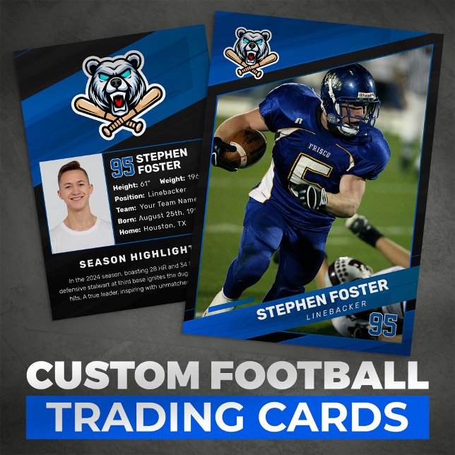 Contato Cartão de Troca de Futebol Blue & Black Logotipo P (Criador carregado)