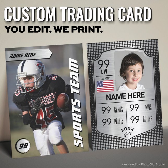Contato Cartão de Troca de Futebol Personalizado, Jogador  (Custom Football Trading Card, Silver Shield Player Card)
