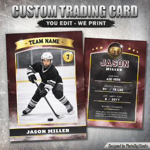 Contato Cartão de Troca de Hockey no Gelo Personalizado, E