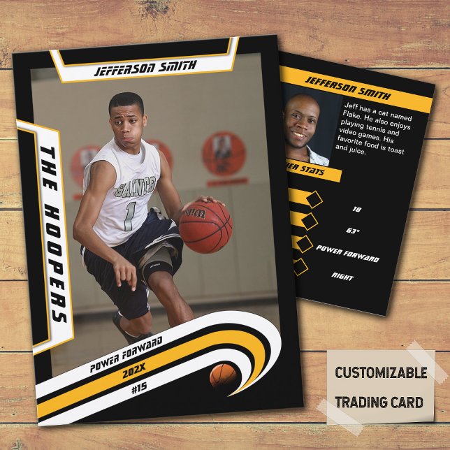 Contato Cartão de Troca de Hóquei no Gelo em Amarelo Vibra (Unleash the Future of Basketball Collectibles with the Basketball Trading Card in Lively Yellow)