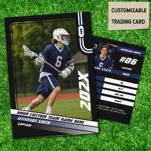 Contato Cartão de Troca de Jogador de Lacrosse em Azul Pre