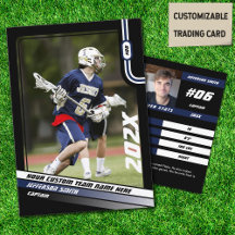 Cartão de Troca de Jogador de Lacrosse em Azul Pre