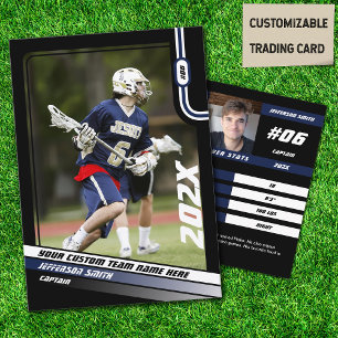 Contato Cartão de Troca de Jogador de Lacrosse em Azul Pre