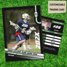 Contato Cartão de Troca de Jogador de Lacrosse em Preto Ve