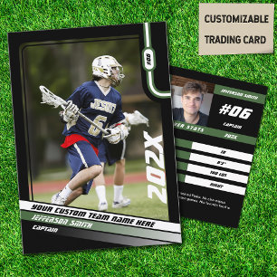 Contato Cartão de Troca de Jogador de Lacrosse em Preto Ve