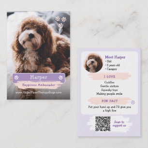 Contato Cartão de Troca de Pet, Foto e Código QR de Cão de