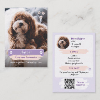 Contato Cartão de Troca de Pet, Foto e Código QR de Cão de