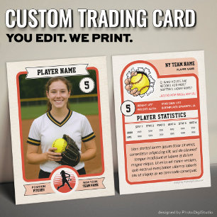 Contato Cartão de Troca de Softbol Personalizado Vintage,