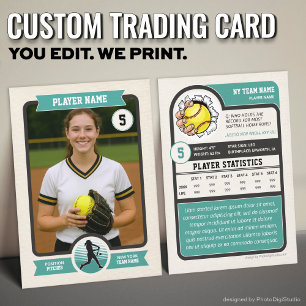 Contato Cartão de Troca de Softbol Personalizado Vintage,