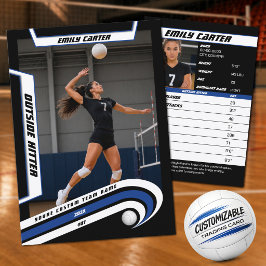Contato Cartão de Troca de Volei Personalizado Azul Branco