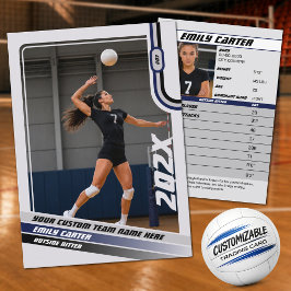 Contato Cartão de Troca de Volei Personalizado Azul Cinza
