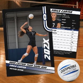 Contato Cartão de Troca de Volei Personalizado Azul Preto