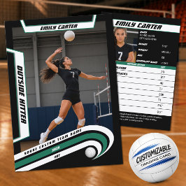 Contato Cartão de Troca de Volei Personalizado Verde Branc
