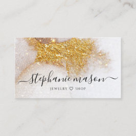 Contato Cartão de Visita Abstrato com Glitter Dourado em A