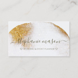 Contato Cartão de Visita com Glitter Dourado Aquarela Abst