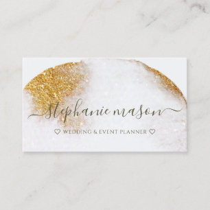 Contato Cartão de Visita com Glitter Dourado Aquarela Abst