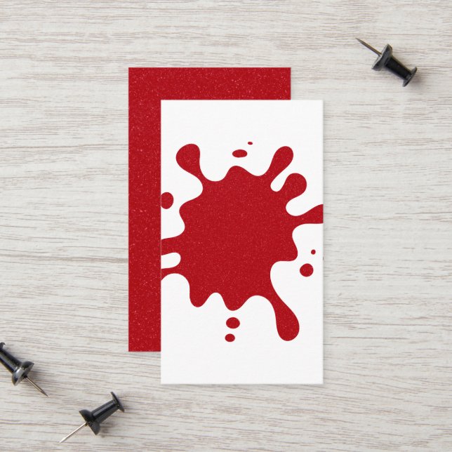 Contato Cartão de Visita com respingo de tinta vermelha de (Frente/Verso In Situ)