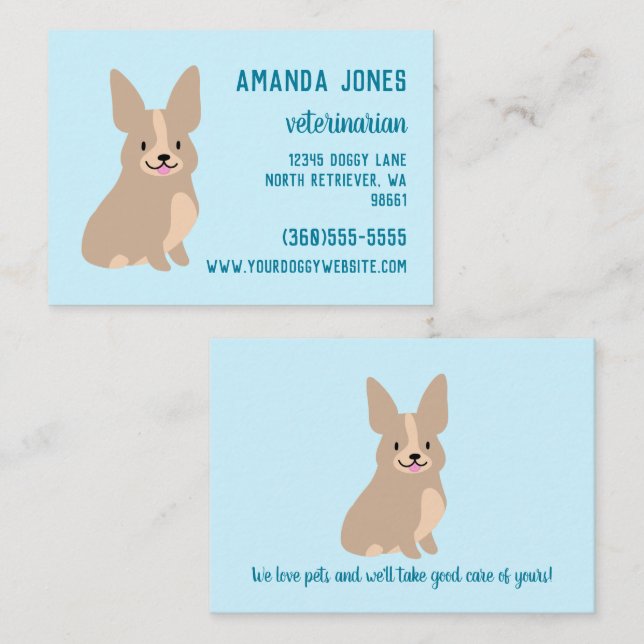 Contato Cartão de visita de Corgi Cute (Frente/Verso)