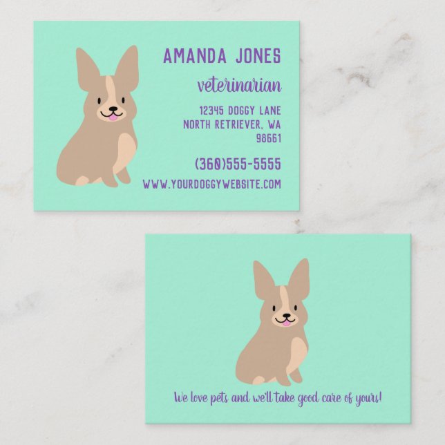 Contato Cartão de visita de Corgi Cute (Frente/Verso)