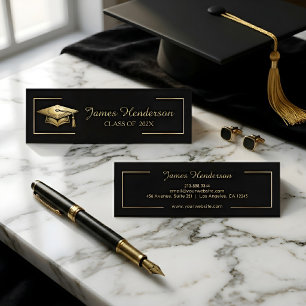 Contato Cartão de Visita de Diploma Graduados Preto Dourad