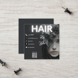 Contato cartão de visita de qhairstylist moderno com códig