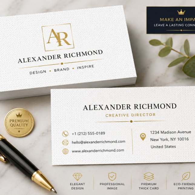 Contato Cartão de Visita Personalizado Minimalista de Luxo (Criador carregado)