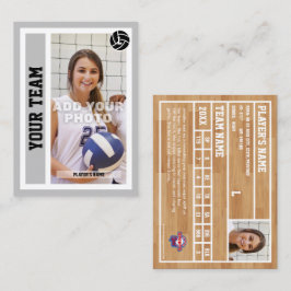 Contato Cartão de Voleibol Personalizado (Cinza Leve)