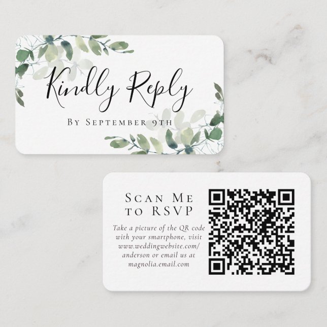 Contato Cartão RSVP de Código QR de Código de Casamento Eu (Frente/Verso)