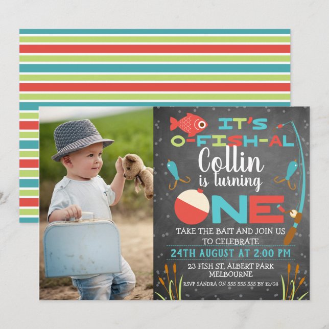 Contato de O-fish-Chalkboard Um Convite de Anivers (Frente/Verso)