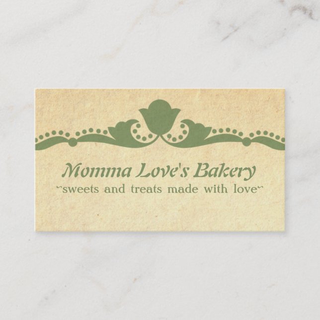 Contato Floral Flourish Cartão de visita, Verde (Frente)