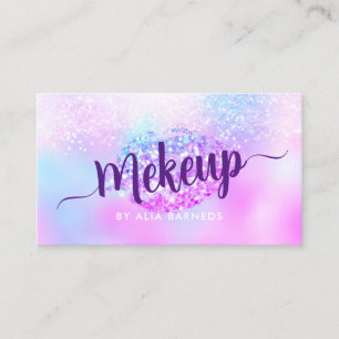 Contato Holográfico Glitter Lip Purple Girly Cartão de vis