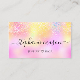 Contato Holographic Glitter Pastel Girly Cartão de visita