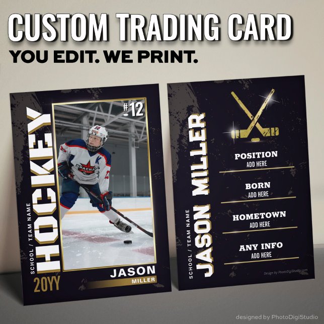 Contato Jogador de Hockey com Cartão de Hóquei de Hóquei e (Hockey Trading Card Hockey Player Card Black Gold)