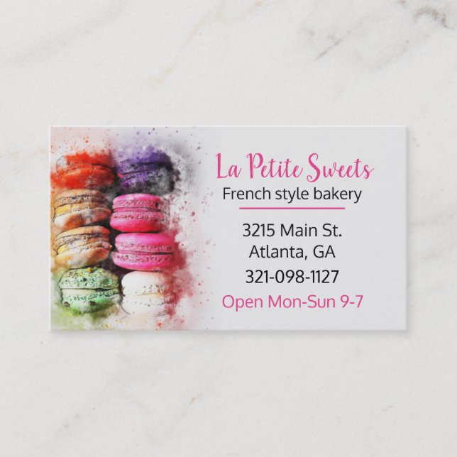 Contato Macaroons Bakery Themed Cartão de visita (Frente)
