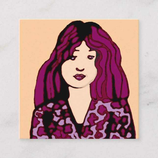 Contato Menina com cartão de chamada de cabelo roxo vermel (Frente)