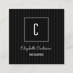 Contato Monograma de Stripes Modernas   Cartão de visita p