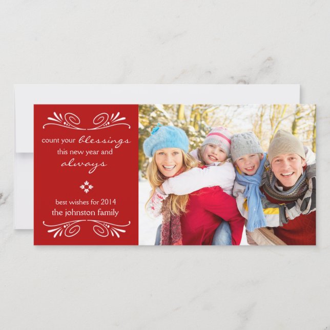Conte suas bençãos Cartão com fotos de Ano Novo /  (Frente)