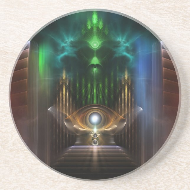 Contemplando a Porta copos Sandstone de Arte Fract (Frente)