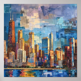 Contemporâneo Chicago Skyline Art Impressão