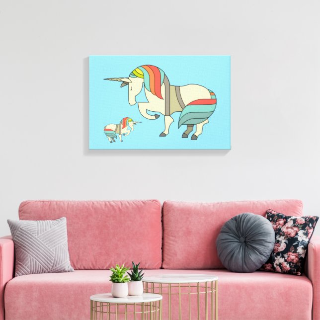 Contemporary Colorful Unicorn Canvas Print (Insitu(Sala de estar))