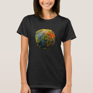 Continentes Veganos da Terra Camiseta Preta Manga